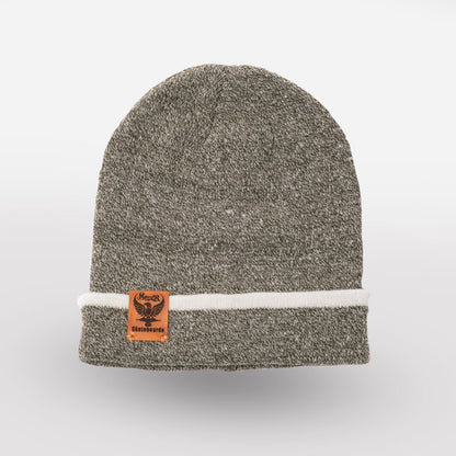 Beanie with Reversible Leather Logo.